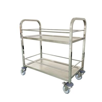 China Jincheng Solid 2 Tiers Modern High Quality Stainless Steel Food and Beverage Dining Trolley Customized Kitchen Cart Drinking Trolley for sale