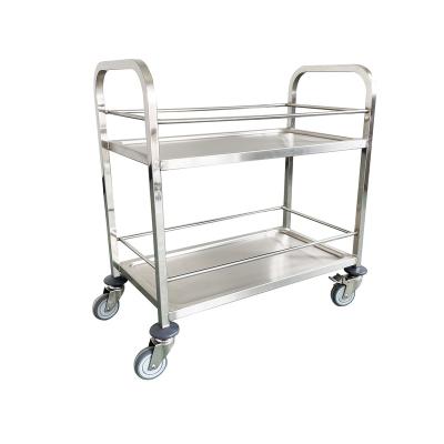 China Jincheng Solid 2 Tiers Modern High Quality Stainless Steel Food and Beverage Dining Trolley Customized Kitchen Cart Drinking Trolley for sale