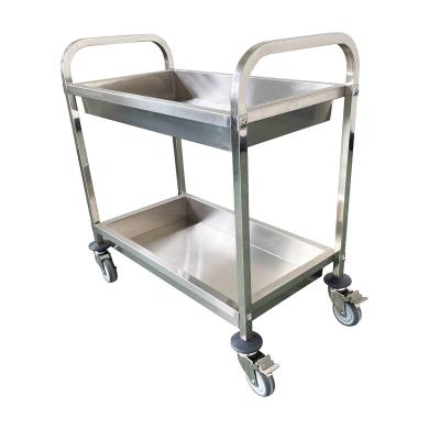 China Modern Jincheng NSF High Quality Hang Down Kitchen Customized 304 Solid Stainless Steel 2 Tiers Commercial Customized Gathering Cart for sale