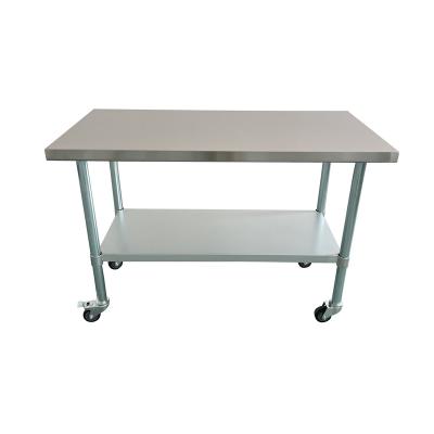 China Kitchen Jincheng work table for kitchen with casters SS430 bullnose work table for sale