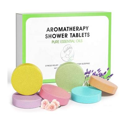 China 6pcs Aromatherapy Shower Steamers Set Gift Set Shower Bath Bombs with Essential Oil Lavender Peppermint and Eucalyptus for sale