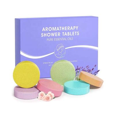 China 6pcs set 100% natural ingredients aromatherapy shower bomb vegan organic shower fizzies with pure essential oil for sale