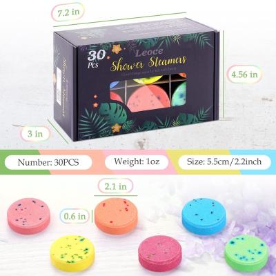 China 30pcs In A Box OEM Private Label Aromatherapy Shower Steamers With Pure Essential Oil Bath Bomb Shower Tablets for sale