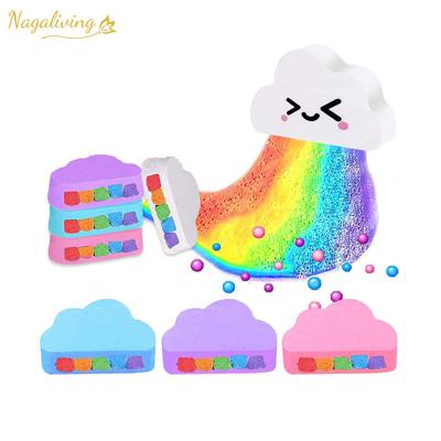 China Home Hotel Traveling Spa For Kids Amazon Top Selling Handmade Colorful Organic Bath Fizzers Gift Set OEM Colorful Cloud Rainbow Bath Bombs bath bomb mold for skin care for sale