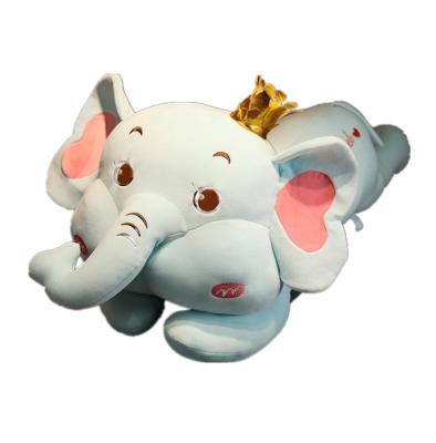 China Cute Cartoon Crown Angel Elephant Plush Toy Doll Baby Elephant Sleeping On Bed Holding Doll Big Children's Day Gift for sale