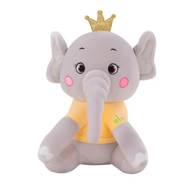 China Baby Elephant Cartoon Crown Rag Doll Kid Sleeping Girl Long Nose Pillow Cute Pink Animal Doll Elephant Give Presents for sale