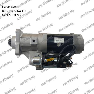 China DE12 Motor Starter Motor 24V 6.0KW 11T 65.26201-7070D Voor DOOSAN DAEWOO motor reserveonderdelen Te koop