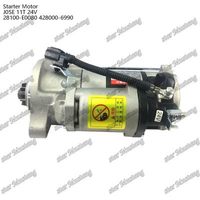 China J05E Motor de arranque 11T 24V 28100-E0080 428000-6990 Para peças sobressalentes de motores HINO à venda