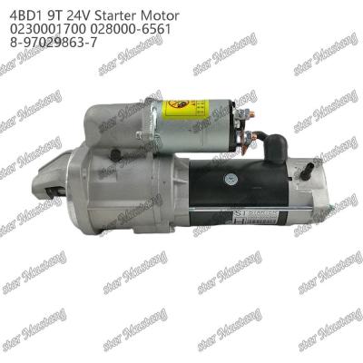 China 4BD1 Engine Starter Motor 24V 0230001700 028000-6561 8-97029863-7 For ISUZU Engine Spare Parts zu verkaufen