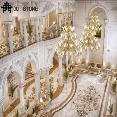 China Modern Luxury Custom Hotel Floor Low Price Polished Waterjet Marble Flooring Tiles Designs for sale