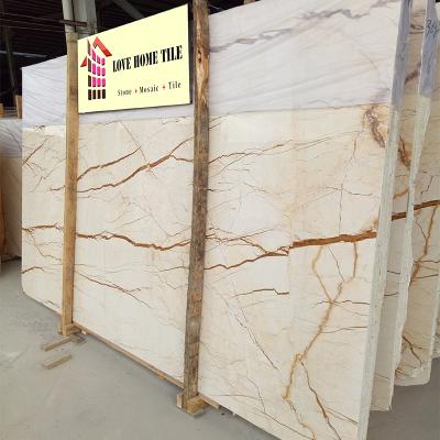 China Hot sale beige marble with gold lines and sofitel gold marble slabs for sale