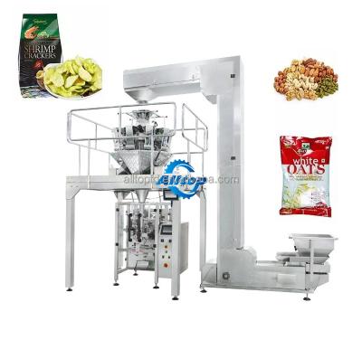 China Factory price multi functional potato chips peanut nuts rice cereal chicken automatic snacks pillow packaging machine for sale