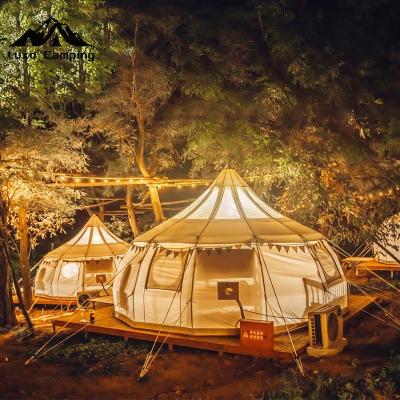 China Extended Type Glamping Canvas Oxford Teepee Tent Outdoor Luxury Yurt Tent For Family Camping for sale