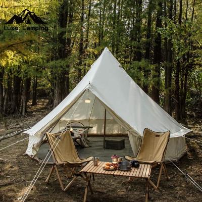 China Wholesale CAMPING Heavy Duty Waterproof Luxury Camouflage/Field LUXO Polyester Cotton Canvas Bell Tent For Family Glamping for sale