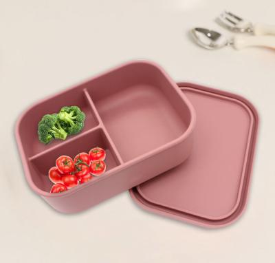 China New Product Ideas 2023 BPA Free Cute Silicone Food Containers Silicone Kids Bento Folding Lunch Box With Compartments for sale