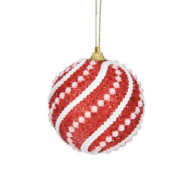 China Decorative Moss Christmas Tree Pendant 8cm Rose Gold Series Christmas Dip Powder Foam Ball Christmas Color Ball for sale