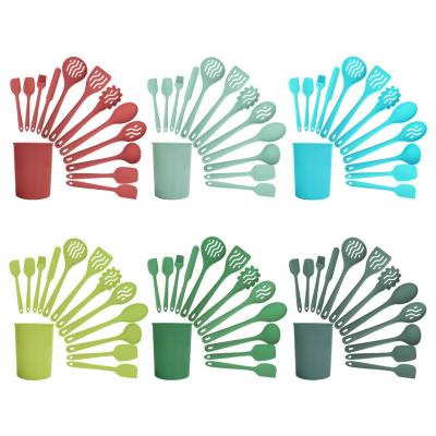 China Sustainable Kitchen Tools Cooking Kitchen Utensil Set Silicone Kitchenware Utensils Set Nylon Stainless Steel And 14 Pcs Wooden Utensils for sale