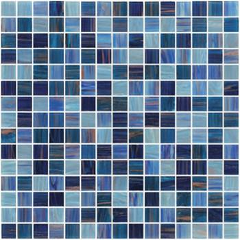 China Soft blue gold line glass mosaic mix pattern fountain decoration material for sale