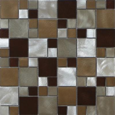 China Deep brown blend metal mosaic tile puzzle pattern for internal use for sale