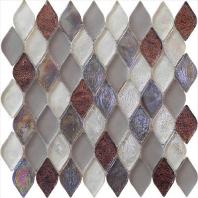 China Fashion design diamond silver leaf water waving glass mosaic tile for sale