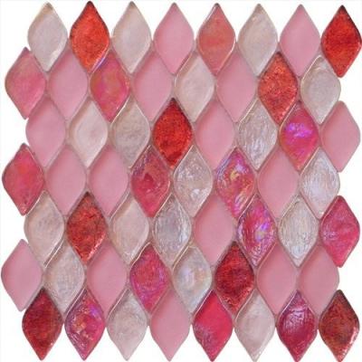 China Pink color water waving glass mosaic tile diamond shape for dreaming girl for sale