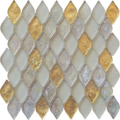 China Sivler gold leaf water waving glass mosaic tile for shop entrance for sale