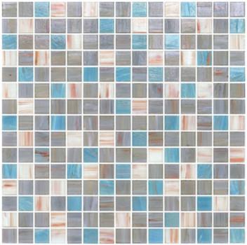 China Grey blue blend 20mm glass mosaic mix patter decoration for sale