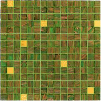 China Green tile with real gold 20mm glass mosaic mix patter decoration for sale