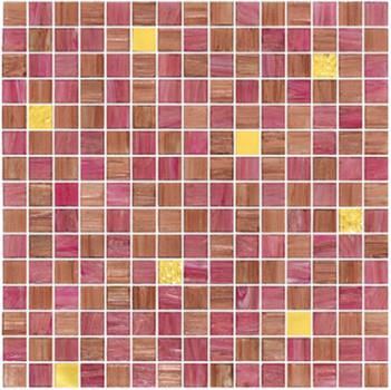 China Pink color with real gold waving tile 20mm glass mosaic mix patter decoration for sale