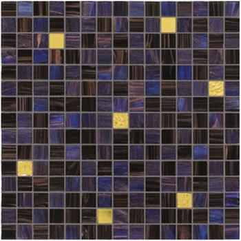 China Dark blue and purple with real gold waving tile 20mm glass mosaic mix patter for sale