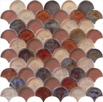 China Brown red luxury style water waving glass mosaic for sale