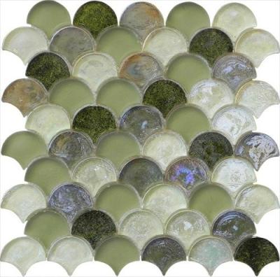 China Grey green mix water waving glass mosaic for sale