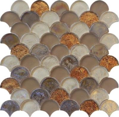 China Brown blend color water waving glass mosaic for counter decoration for sale