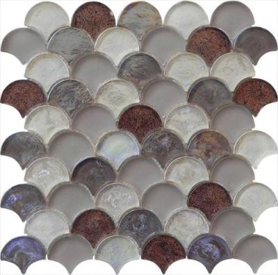 China Meteorites brown grey water waving glass mosaic for sale