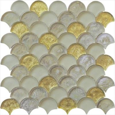 China Gold leaf with silver color series water waving glass mosaic for sale