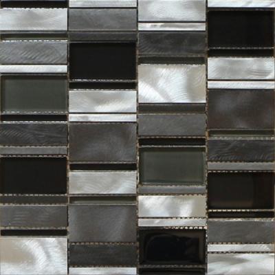 China Black clear glass mix metal mosaic brush finished for silent decoration for sale