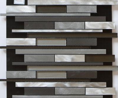 China Darker linear glass mix metal mosaic brush finished for wall decoration for sale