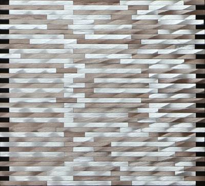 China Brown silver linear mosaic metal no gap pattern for wall and boarder decoration for sale