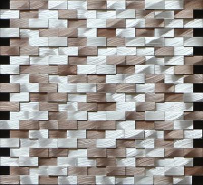 China Brown silver rectangle mosaic metal no gap different height 3D effect for sale