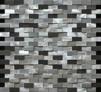 China Black and silver rectangle mosaic metal no gap different height 3D effect for sale