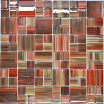 China Puzzal pattern crystal glass kitchen mosaic tiles for sale