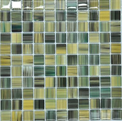 China Yello green special mix caystal hand drawing mosaic tile art for sale for sale