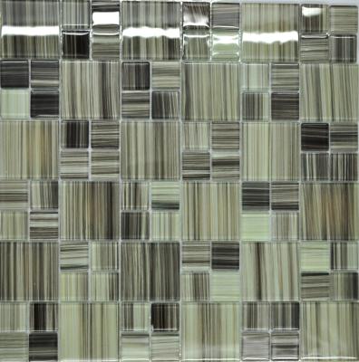 China Grey green puzzel glass kitchen tiles for sale