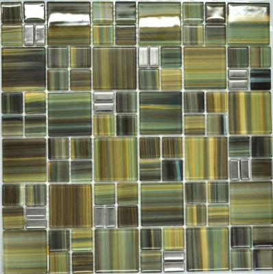 China Olivine puzzel pattern green glass mosaic tile sheets for sale