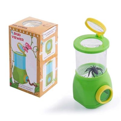 China Eco-Friendly Non-Toxic Portable Outdoor Box Viewer Eco-Friendly Portable Flip Lid Magnifier Magnifying Glass Observation Cup Children Gift for sale