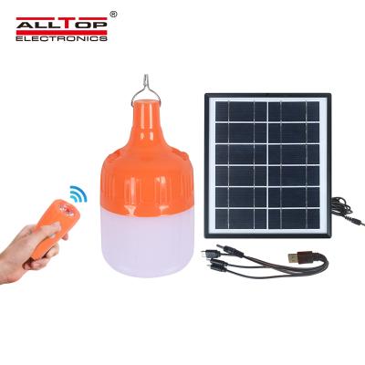 China Waterproof Solar Battery Bulb Light Emergency Rechargeable Indoor Outdoor Solar Lamp USB Controller/Torch/Remote Cable ALLTOP IP65 for sale