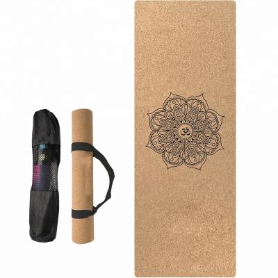 China Hot Selling Custom Yoga Mat Eco-friendly Rubber Basic Eco-Friendly With Strap Natural Rubber Cork Yoga Carry Mat With Logo for sale