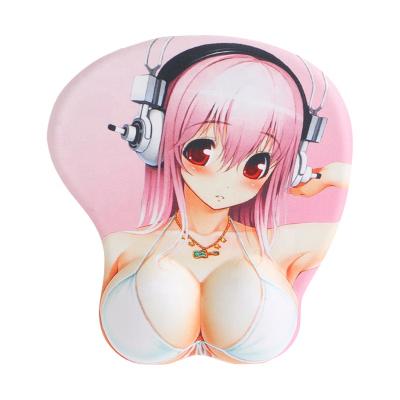 China Wholesale custom soft breast-gel mouse pad cartoon silicone 3d printing breast mouse pad wrist rest for sale