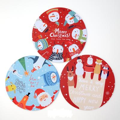 China Custom Personalized Natural Rubber Christmas Greetings Snowman Circle Rubber Round Mouse Pad for sale