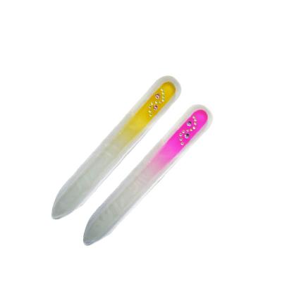 China Custom Nail Logo Colored Crystal Glass Durable Nail File With Diamond for sale